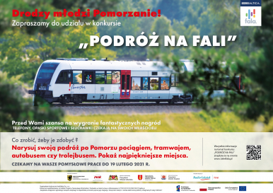 plakat konkursu przedstawiający pociąg